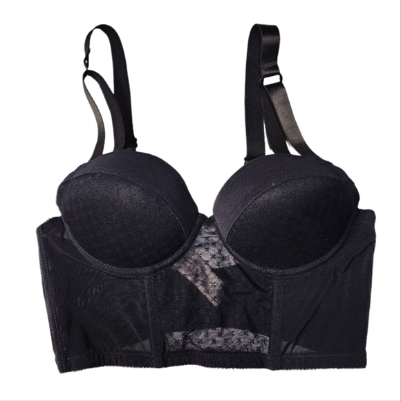 Forever 21 Mini Corset Bra Size Medium Black Lace - Picture 1 of 4